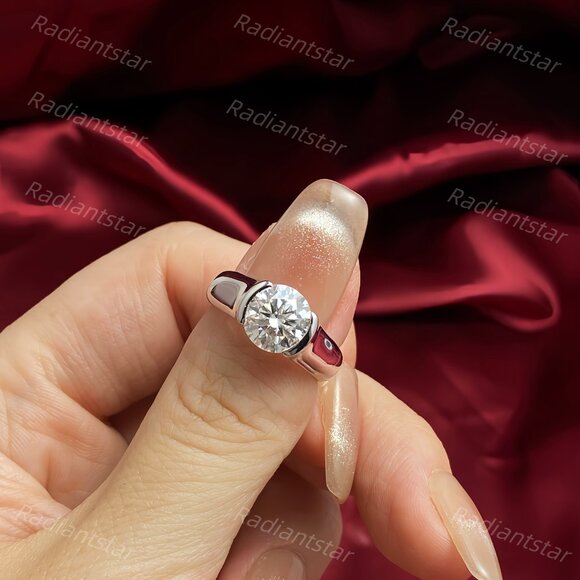 NEW Certified 2 ct. t.w. Moissanite  Floating Engagement Ring - Picture 3 of 8